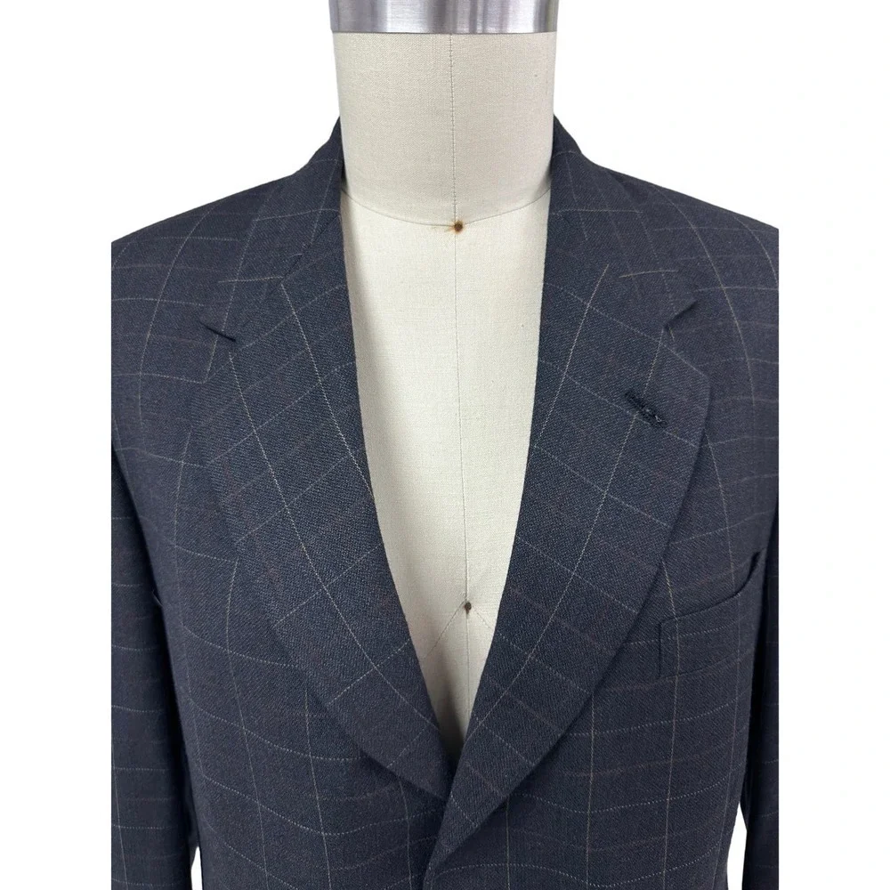 VTG Pringle of Scotland Mens Sport Coat Charcoal Windowpane Sport Jacket 38R